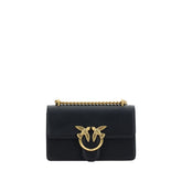 PINKO Black Calf Leather Bos Taurus Shoulder Bag